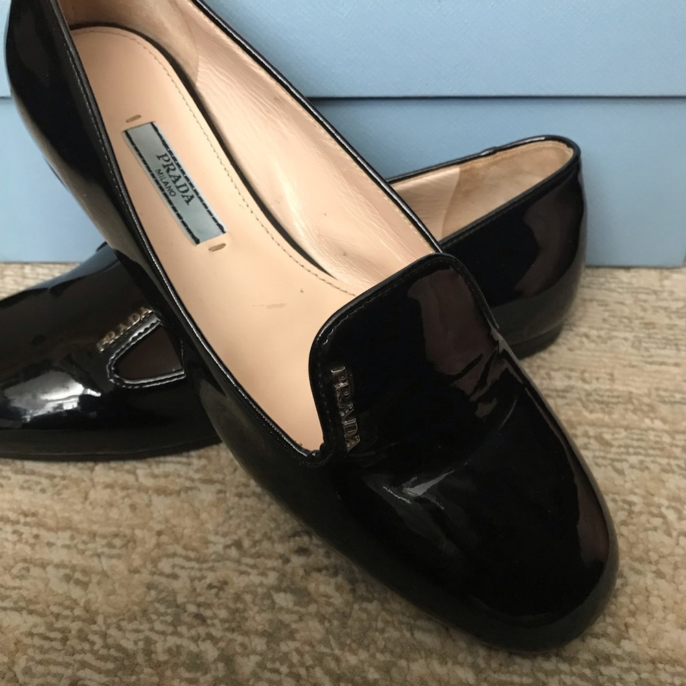 Prada Glossy Black Loafers - Picture 2 of 13
